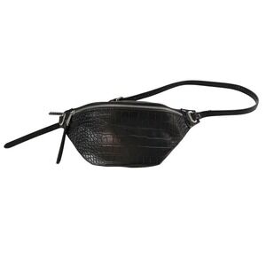 The Drop Black Faux Croc Belt Bag Fanny Pack Waist Pouch Minimalist NEW